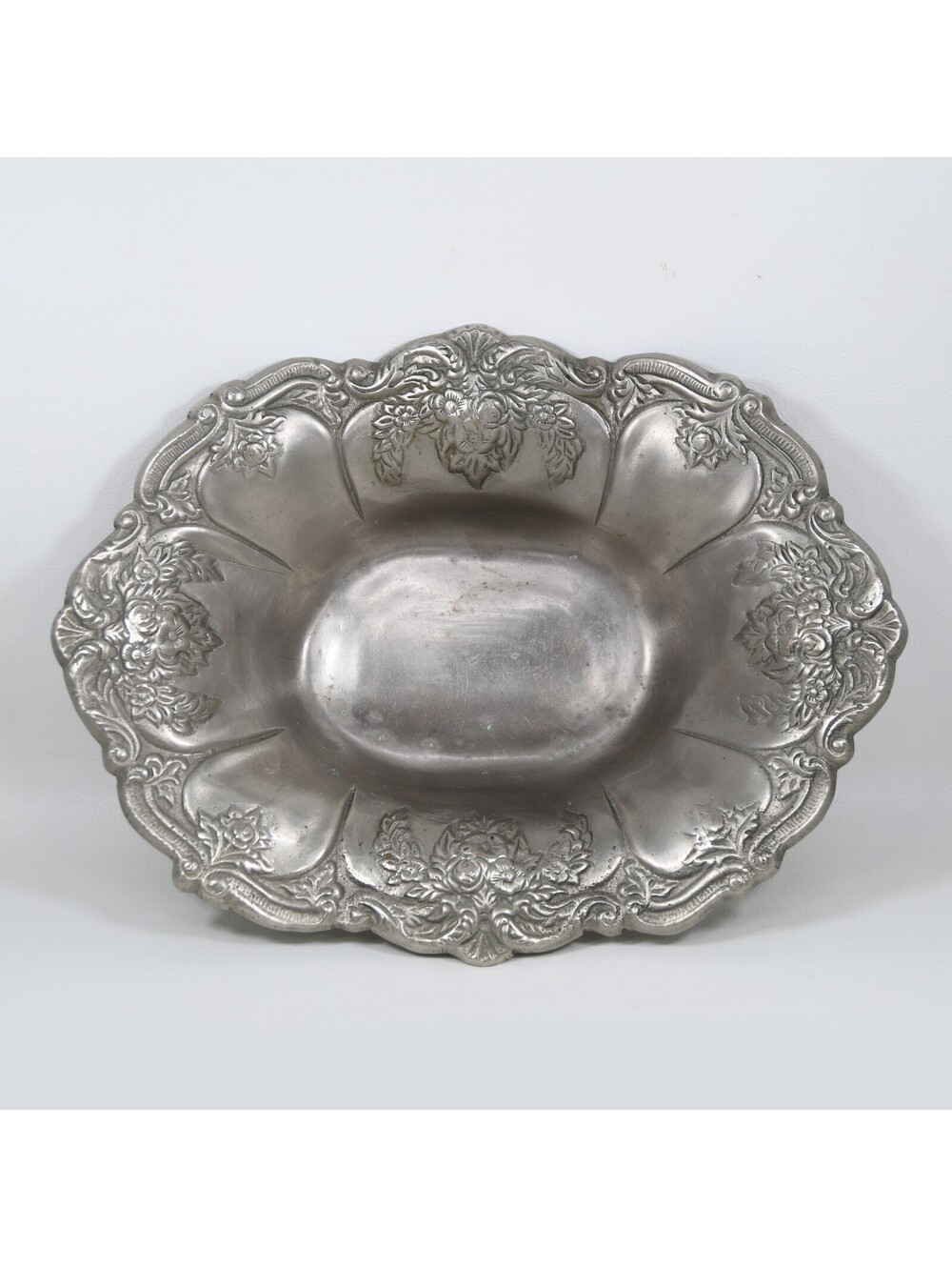 Rare Stetson Wrought Aluminum Metal Floral Bowl Candy Trinket Dish Vintage 1950s